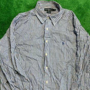 ralph lauren Plaid Long Sleeve Button Up Shirt 17 34/35.b6